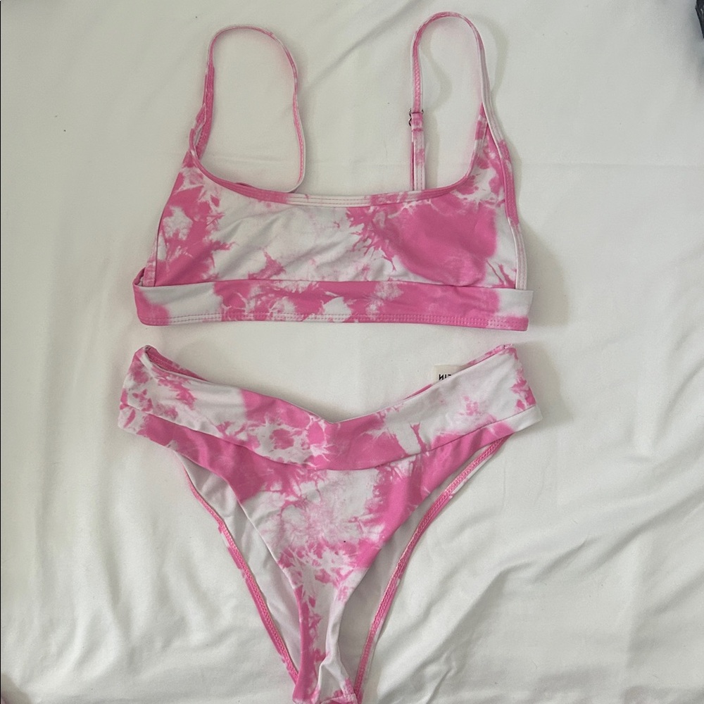 shein bikini tie dye pink